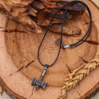 Кулон мужской &laquo;Молот Сварога&raquo;, цвет чернёное серебро на чёрном шнурке, 45 см