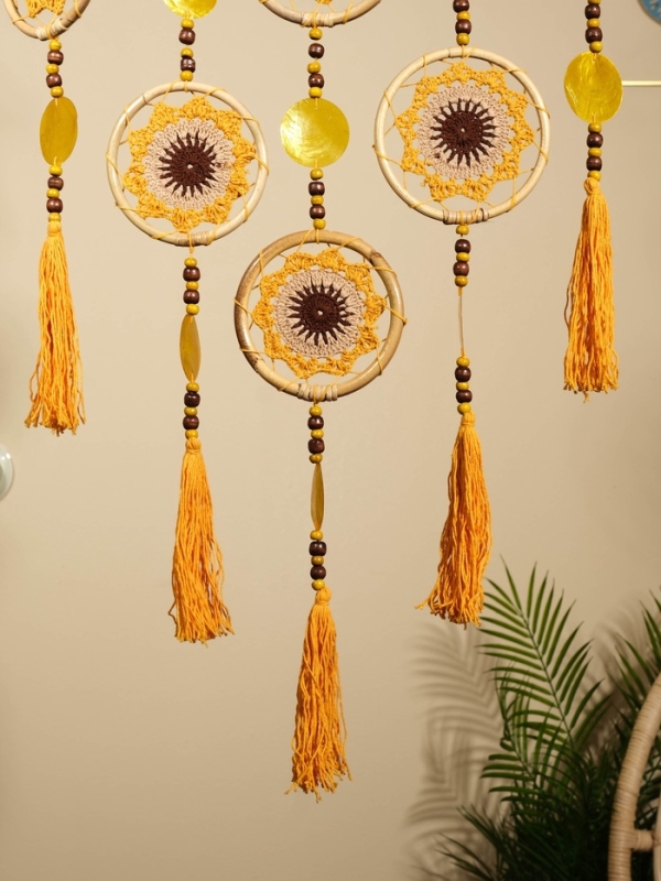 Ловец снов "Солнечный день" текстиль, ротанг 50х2х100 см