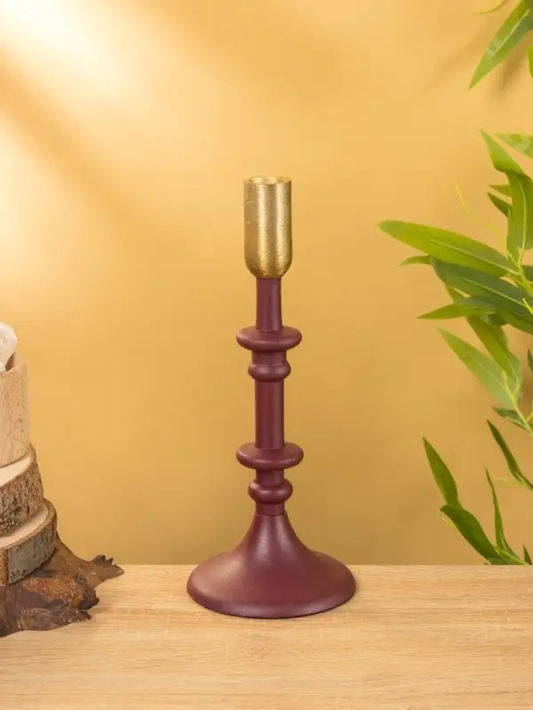 Подсвечник на 1 свечу "Баклажановый" 10х10х26 см