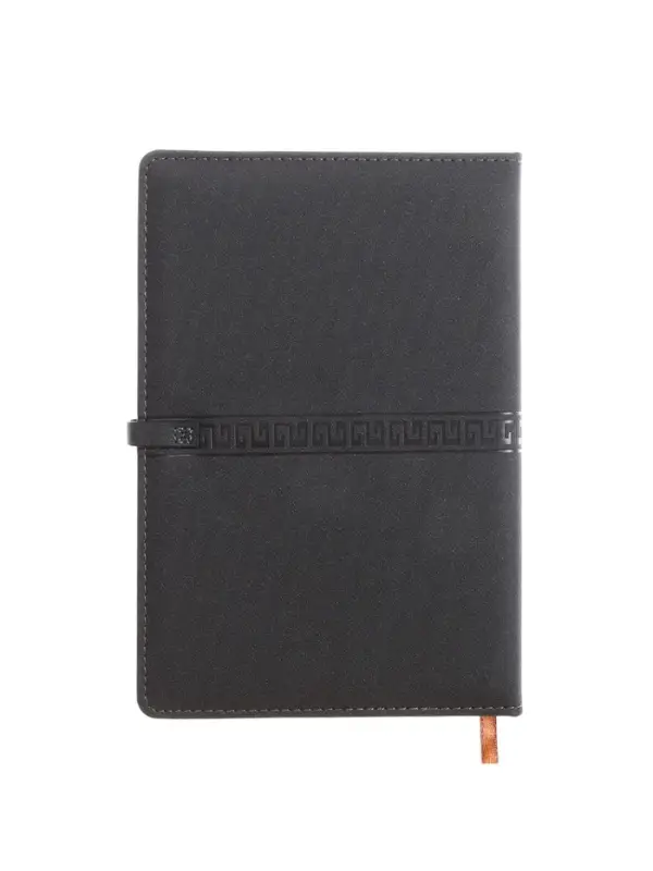 Ежедневник недатированный формат А5, с хлястиком, 112л, линия, пвх, Узор Черный