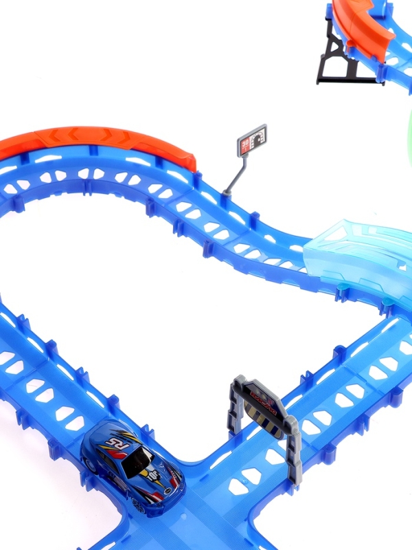 Автотрек &laquo;Стремительный мир&raquo;, радиоуправление, 2 машинки, мёртвая петля, свет