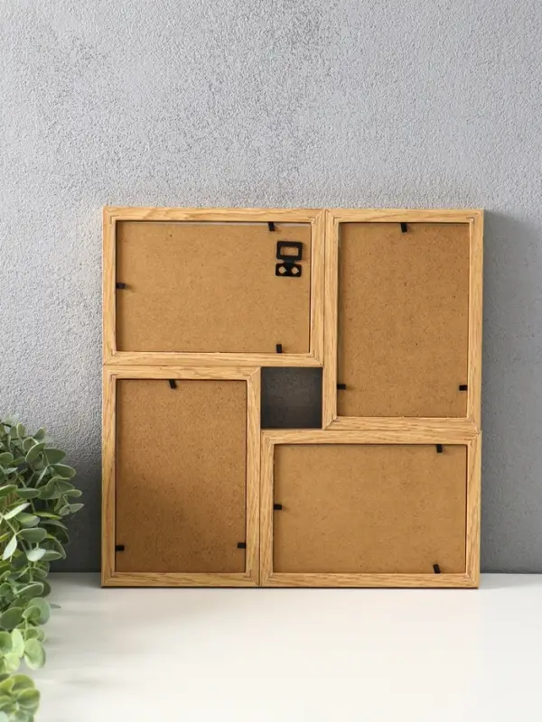 Фоторамка пластик на 4 фото 10х15 см "Двухцветная" бук и белый 30х30х2 см