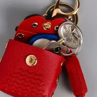 Брелок кожзам с карабином, с кистью "Сумочка. Сова" бордо 5,2х2,5х6 см