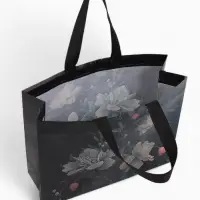 Сумка для покупок Цветы, 32*10*26. отд без молнии, черный