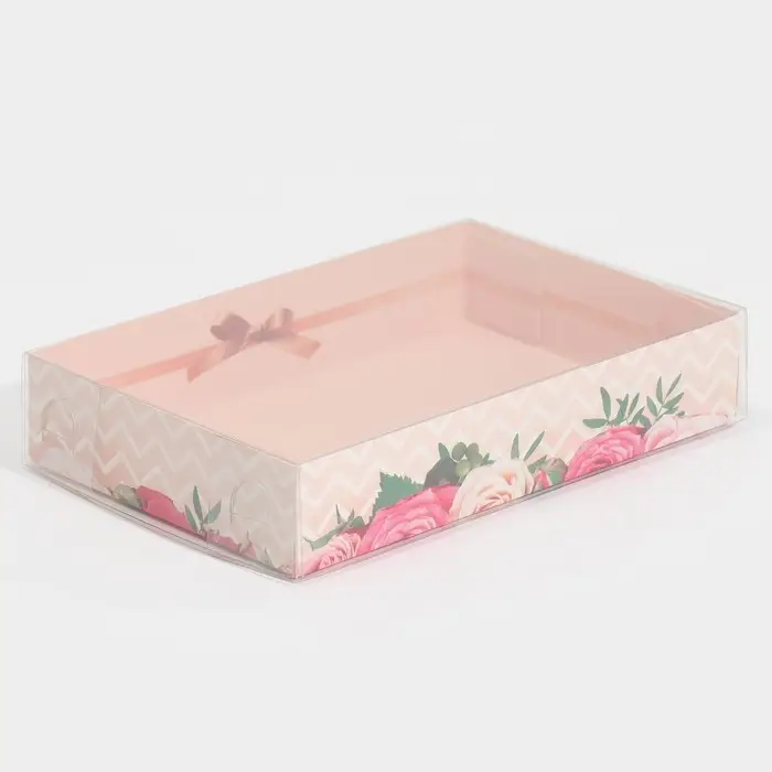 Кондитерская упаковка, коробка для макарун с пластиковой крышкой, &laquo;Хорошего дня!&raquo;, 18 х 12 х 3.5 см