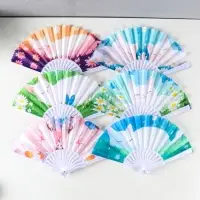 Веер пластик, текстиль "Спящие котики на полянке" МИКС 23 см