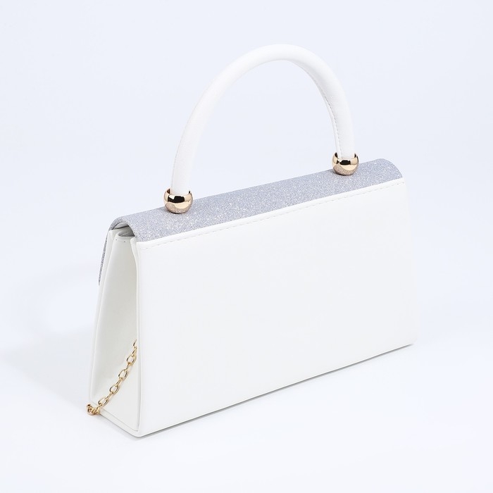 Сумка-клатч на магните, цвет серебряный