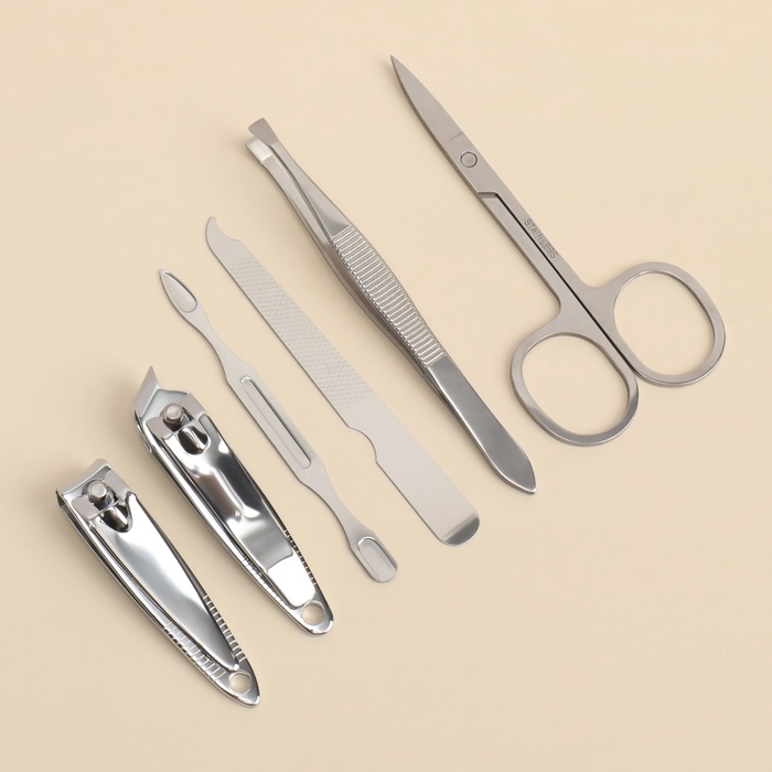 Набор маникюрный &laquo;NICE DAY&raquo;, 6 предметов, в футляре, цвет розовый