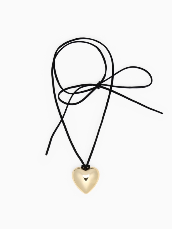Чокер &laquo;Сердце&raquo; крупное, металлик, цвет чёрный в золоте, 60 см