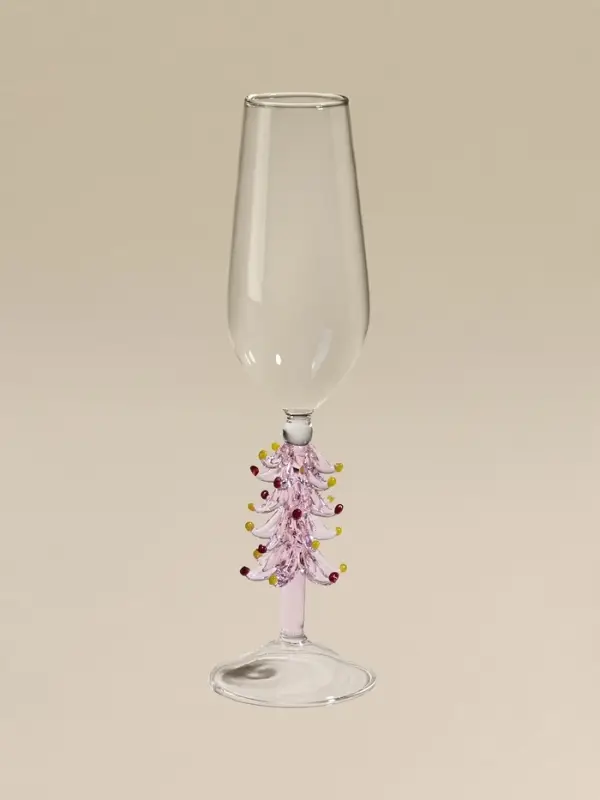 Бокал для шампанского "Елочный", розовый 6х25 см