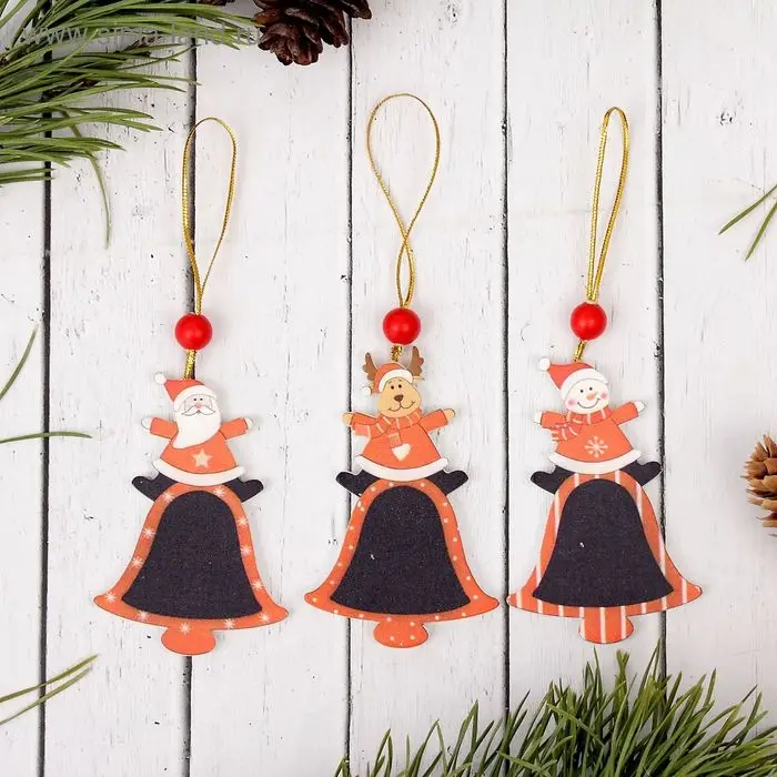 Елочная игрушка &laquo;Веселимся&raquo; с досочкой для пожеланий, под мел, МИКС