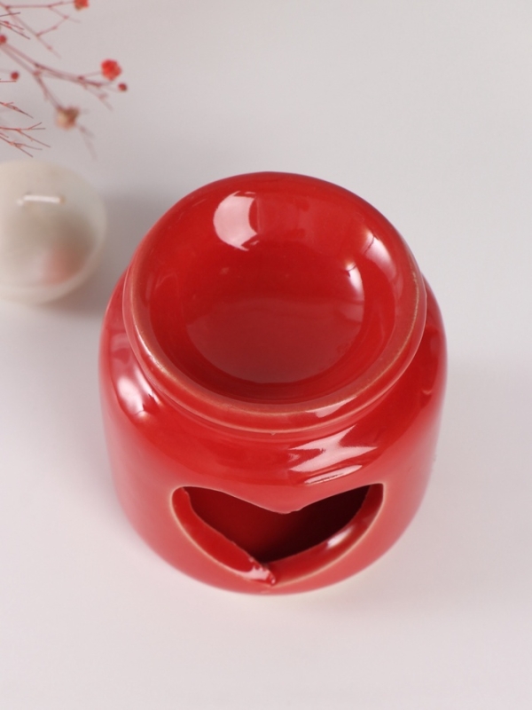 Аромалампа керамика + ароматический воск "Сердце" красная 7,5х7,5х8 см