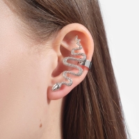 Новый год! Символ года 2025! Серьга &laquo;Кафф&raquo; змея анаконда, цвет серебро