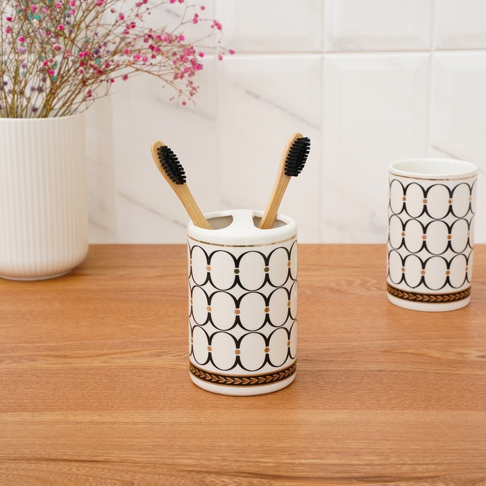 Набор аксессуаров для ванной комнаты &laquo;Джеки&raquo;, 4 предмета (мыльница, дозатор для мыла, 2 стакана), цвет белый