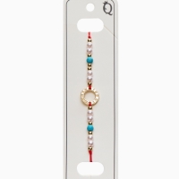 Браслет-оберег &laquo;Красная нить&raquo; женский, защита, кольцо мини, голубо-белый в золоте, d=6