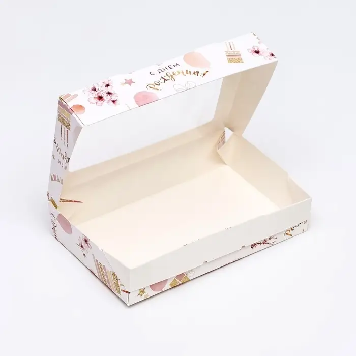 Коробки подарочная, складная, с окном &laquo;С Днем Рождения&raquo;, 20&times;12&times;4 см