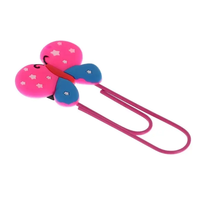 Закладка-скрепка большая, 11 см, "Бабочка", МИКС