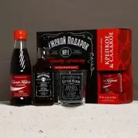 Набор "Мужской подарок", гель для душа виски, гель для душа кола, стакан для виски
