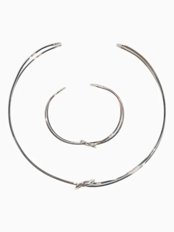 Набор 2 предмета: чокер, браслет &laquo;Обруч&raquo; узел, цвет серебро