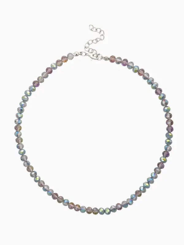 Чокер из бисера &laquo;Хрусталь&raquo; бензиновый в серебре, 37 см + 5 см доп, цепочка