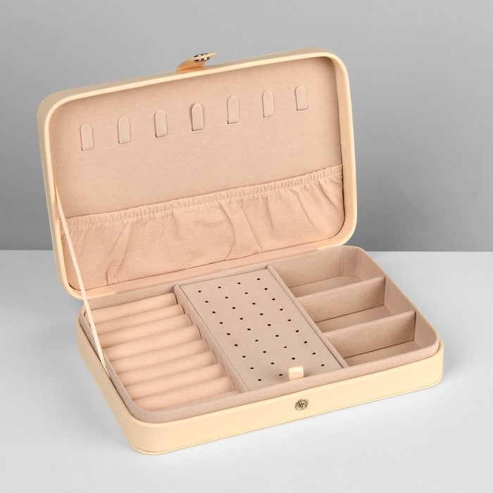 Органайзер для украшений &laquo;Шкатулка портативная&raquo;, 8 полос, 3 места, 14&times;21&times;4,5 см, цвет белый