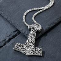 Кулон-амулет &laquo;Молот Тора&raquo; мьёльнир, цвет чернёное серебро, 60 см