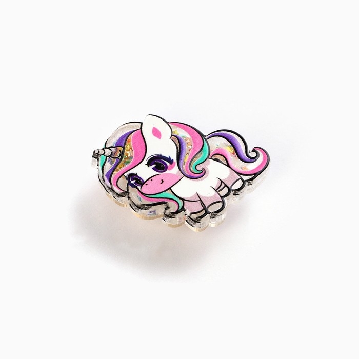 Заколка для волос, шейкер &laquo;Единорожек&raquo; 3,8 х 4см