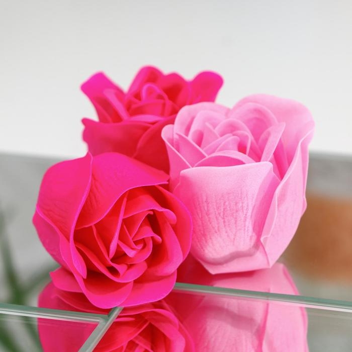 Мыльные розочки, фуксия и розовые, набор 4 шт.