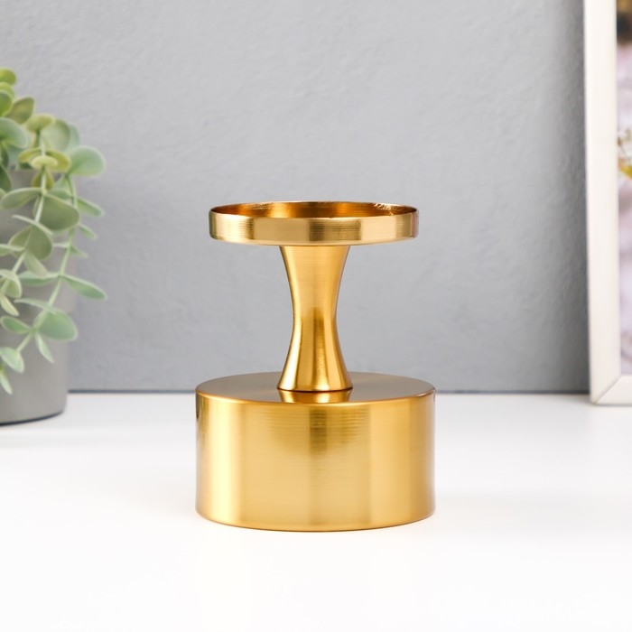 Подсвечник металл на 1 свечу d=7.5 см "Алессио" золото 9х9х12 см