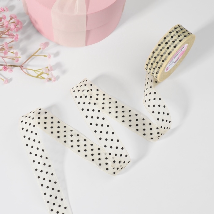 Лента капроновая &laquo;Горох&raquo;, 25 мм, 23 &plusmn; 1 м, цвет бежевый