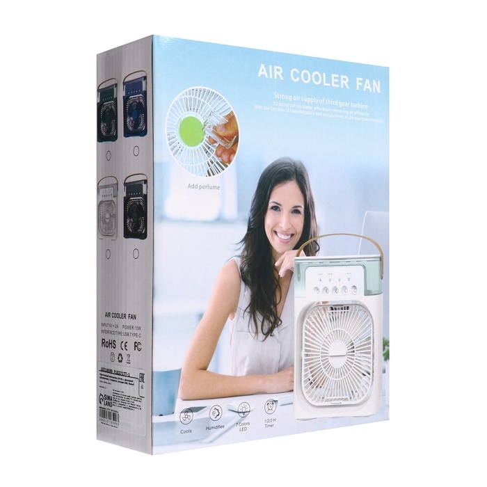 Портативный вентилятор LOF-06, с функцией увлажнителя, 3 скорости, питание USB, чёрный