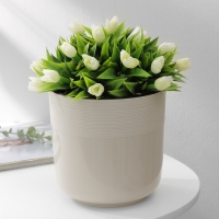 Кашпо для цветов со вставкой &laquo;Линель&raquo;, 2,7 л, d=16 см, h=16 см, цвет бежевый