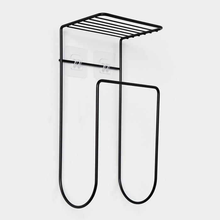 Держатель для полотенец с полкой, 15,5&times;12,5&times;33,5 см, цвет черный