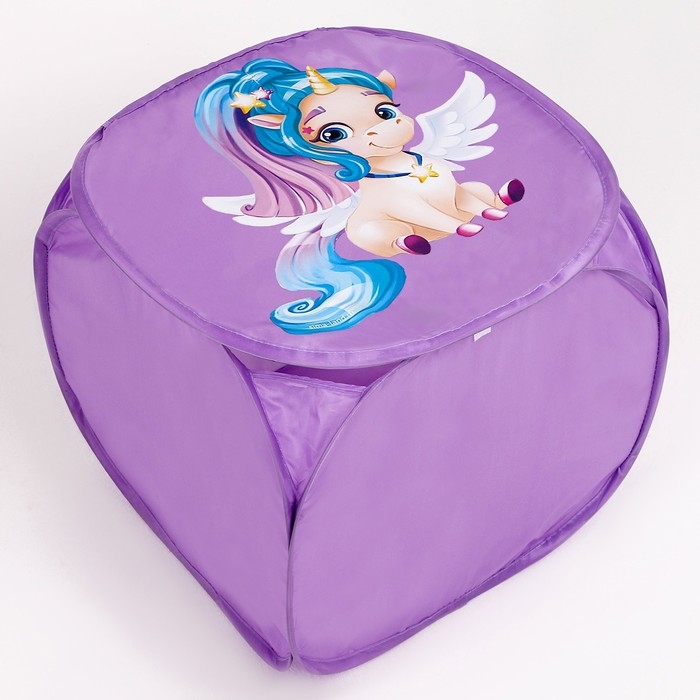 Корзина для хранения игрушкек &laquo;Волшебный единорог&raquo;, 45 х 45 х 43 см, фиолетовая