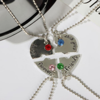 Кулоны &laquo;Неразлучники&raquo; фантастическая четвёрка, цветные в серебре, 45 см