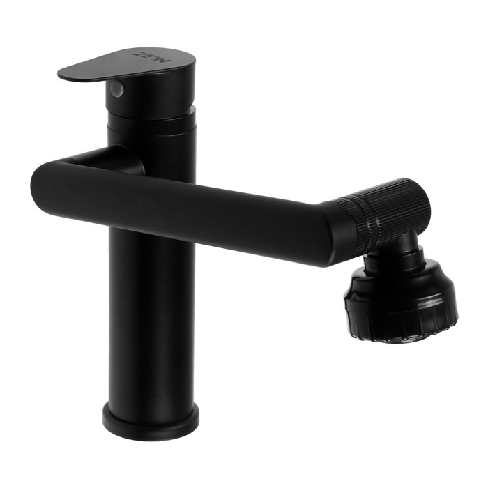 Смеситель для раковины ZEIN Z3509, поворотный излив 360&deg;, картридж 35 мм, латунь, черный