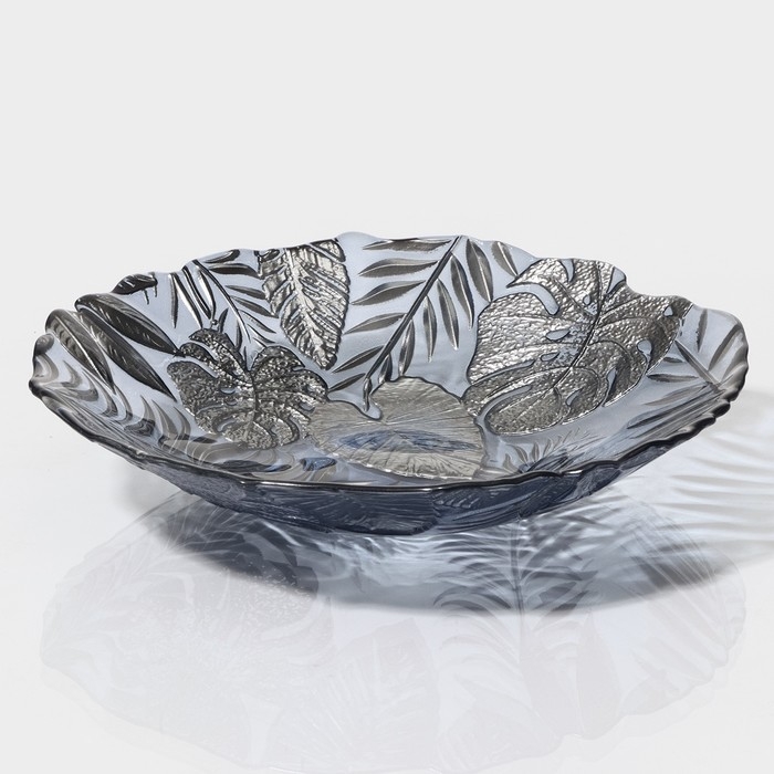 Тарелка стеклянная &laquo;Арабис&raquo;, d=21,5 см, цвет голубой