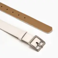 Ремень жен 05-01-02-01, Июнь2508, 3*0,3*110 см, без винта, пряж мат металл, 1 прокол, белый   109031