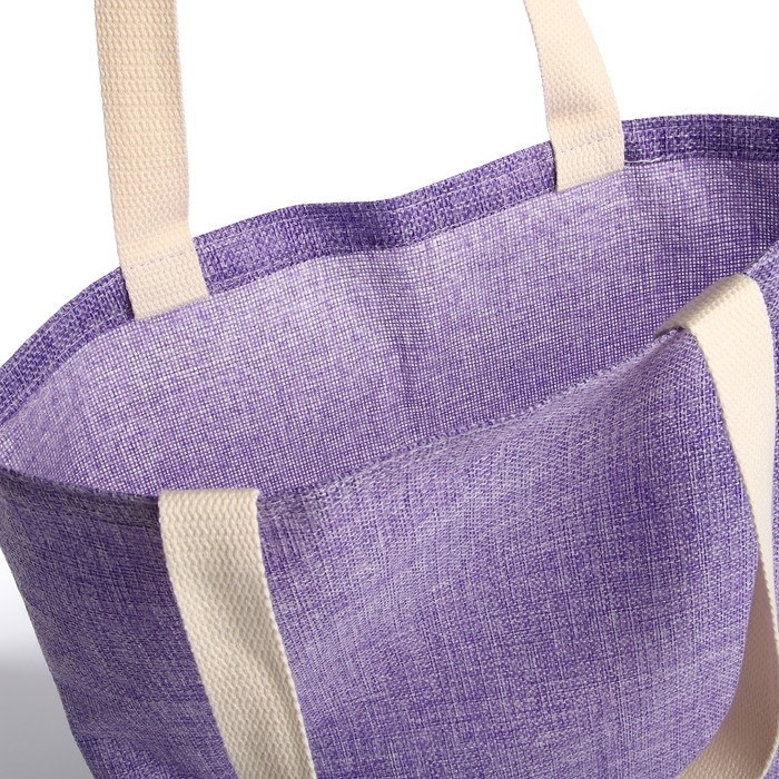 Шопер без застёжки, из текстиля, цвет сиреневый