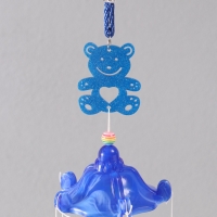 Музыка ветра металл от сглаза "Мишка с 6 колокольчиками" синий h=53см