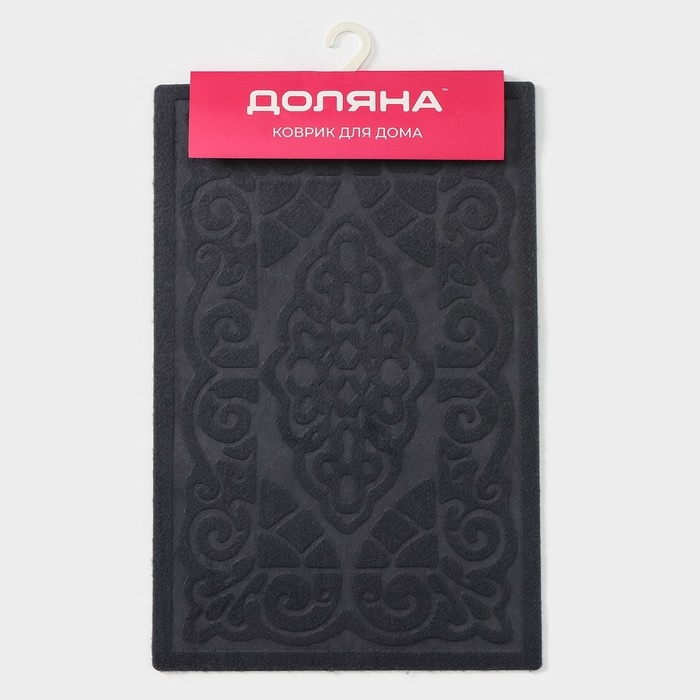 Коврик влаговпитывающий придверный без окантовки Доляна &laquo;Восточная сказка&raquo;, 40&times;60 см, цвет серый