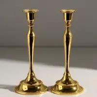 Подсвечник металл на 1 свечу "Сканди" золото набор 2 шт 24,5х10х10 см