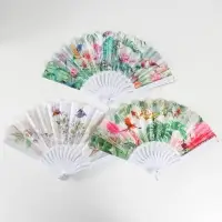 Веер пластик, текстиль "В тропиках" МИКС 23 см