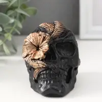 Фигура &laquo;Череп с цветком&raquo;, 7&times;6&times;9 см, чёрная