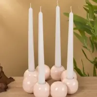 Подсвечник на 4 свечи "Бусы" с 8 сферами розовый 19х19х5,5 см