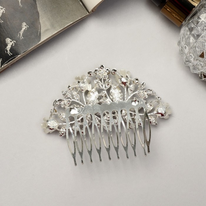 Гребень для волос "Сафьян" бабочки, 7х8 см, серебро