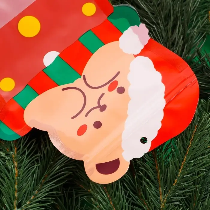 Пакет подарочный новогодний, фигурный &laquo;Мишка с колпаком&raquo;, с zip - lock застежкой, 21&times;15.5 см