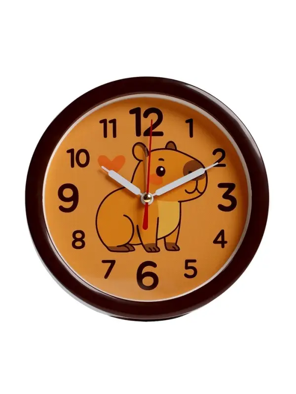 Будильник "Капибара", плавный ход, d=15см, корпус коричневый