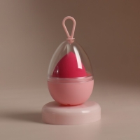 Скошенный спонж для макияжа &laquo;Капля&raquo;, 6 &times; 4,5 см, увеличивается при намокании, в футляре, цвет ярко-розовый