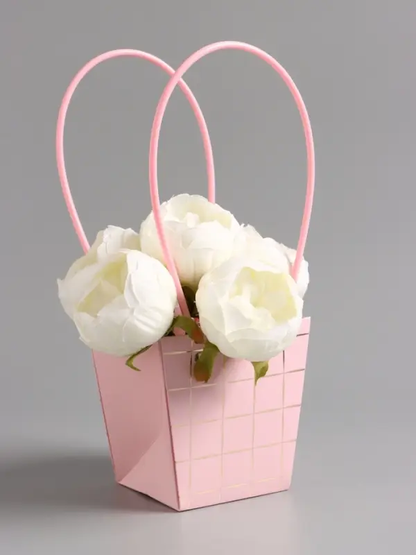 Сумка для цветов розовая влагостойкая, 13x9.5x13&plusmn;5% см